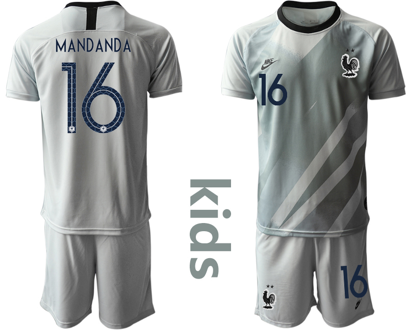 2021 European Cup France gray goalkeeper Youth #16 soccer jerseys->youth soccer jersey->Youth Jersey